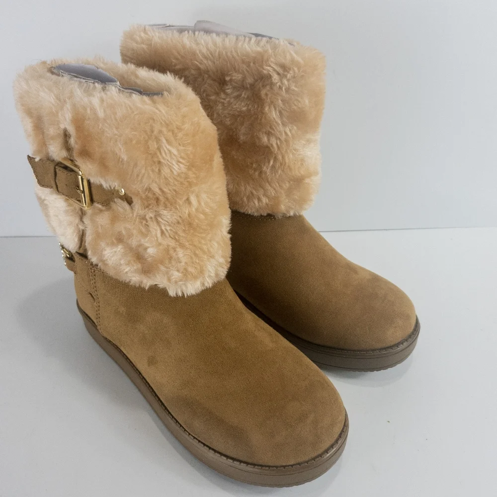 GBG Los Angeles Aleya Faux Fur Winter Boots Honey Glaze -6 - Picture 2 of 4